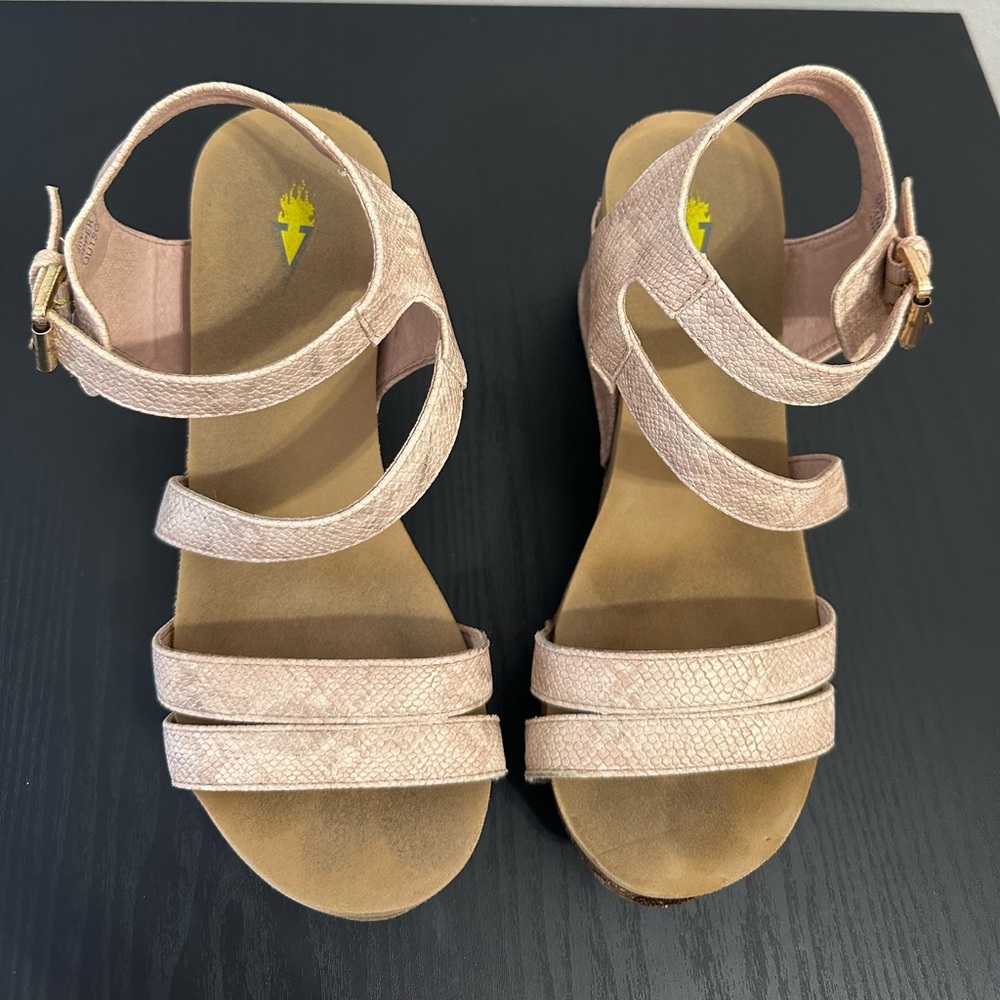Volatile Euphoria Blush Snake Print Wedges - image 5